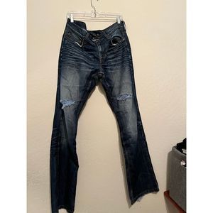 Helix Boot Cut Jeans Mens Size 34x34 just stressed, raw hem